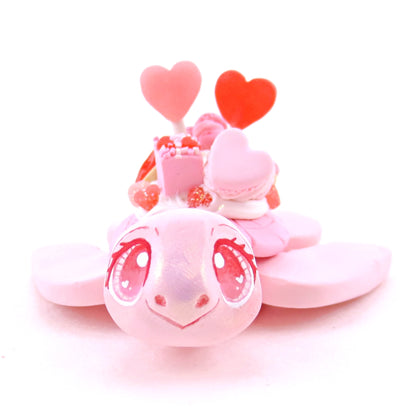 Light Pink Valentine Dessert Turtle Figurine - Polymer Clay Valentine's Day Animal Collection