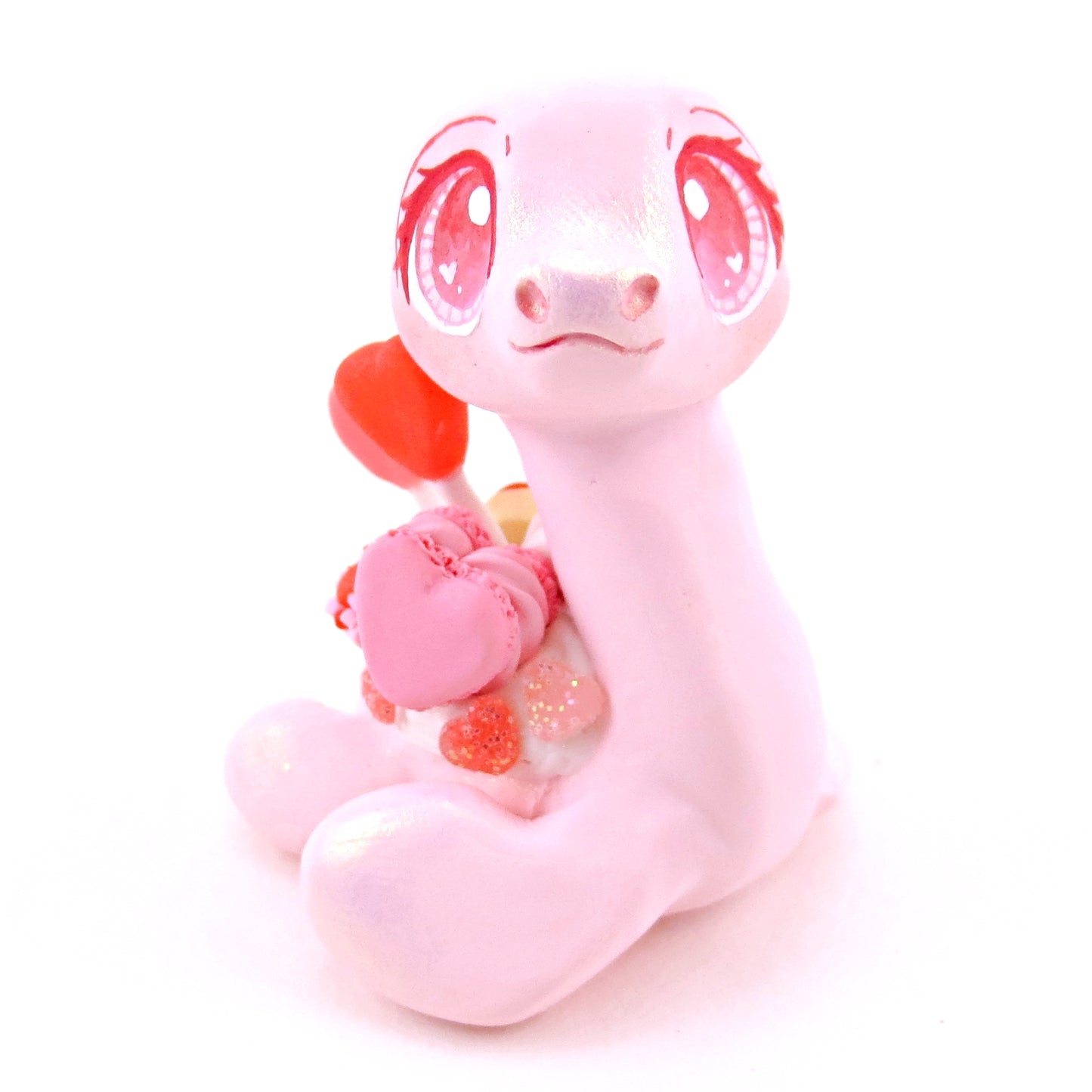 Valentine Dessert Nessie Figurine - Polymer Clay Valentine's Day Animal Collection