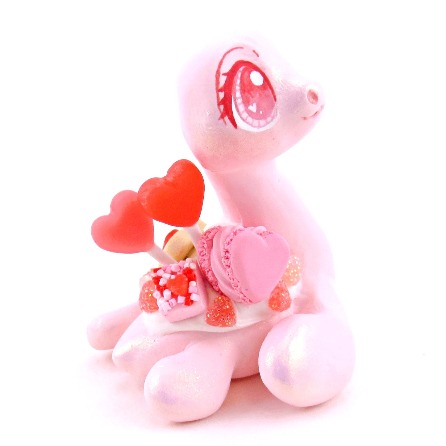 Valentine Dessert Nessie Figurine - Polymer Clay Valentine's Day Animal Collection