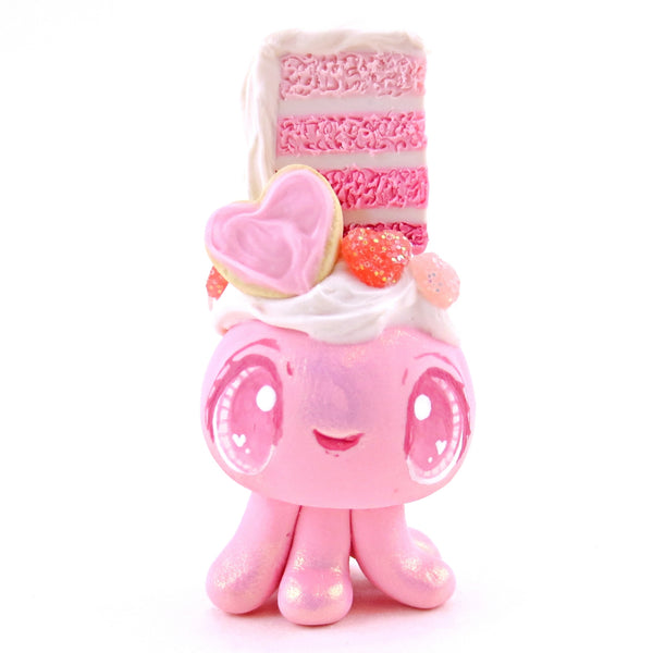 Valentine Cake Dessert Jellyfish Figurine - Polymer Clay Valentine's Day Animal Collection