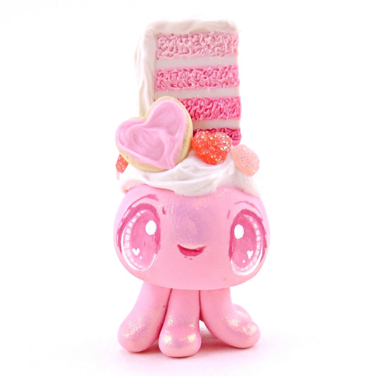 Valentine Cake Dessert Jellyfish Figurine - Polymer Clay Valentine's Day Animal Collection