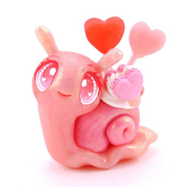 Valentine Macaron Dessert Snail Figurine - Polymer Clay Valentine's Day Animal Collection
