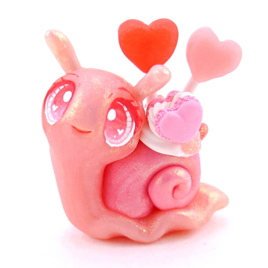 Valentine Macaron Dessert Snail Figurine - Polymer Clay Valentine's Day Animal Collection