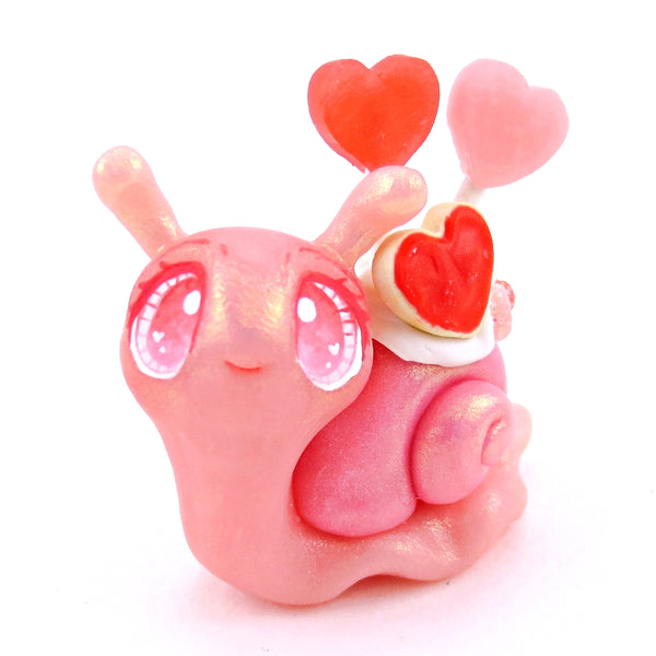 Valentine Cookie Dessert Snail Figurine - Polymer Clay Valentine's Day Animal Collection