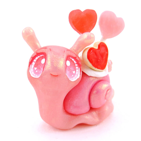 Valentine Cookie Dessert Snail Figurine - Polymer Clay Valentine's Day Animal Collection