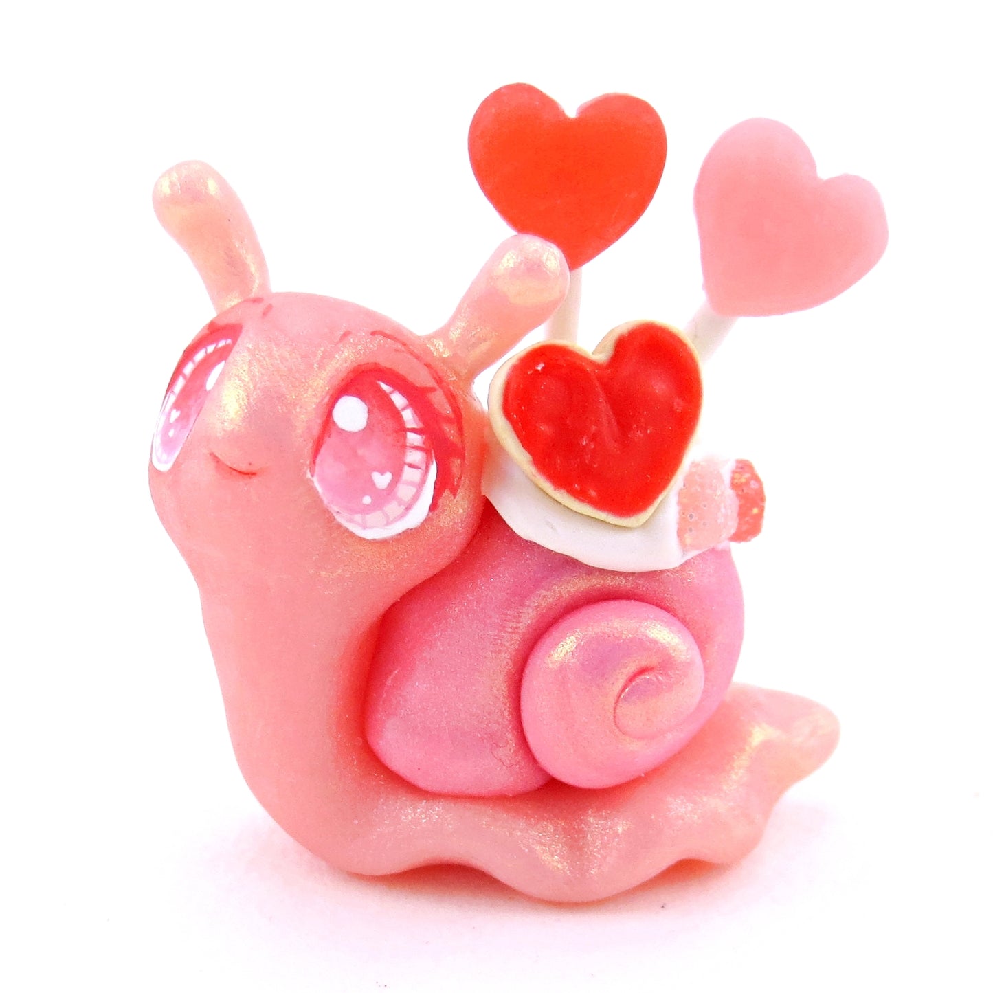 Valentine Cookie Dessert Snail Figurine - Polymer Clay Valentine's Day Animal Collection