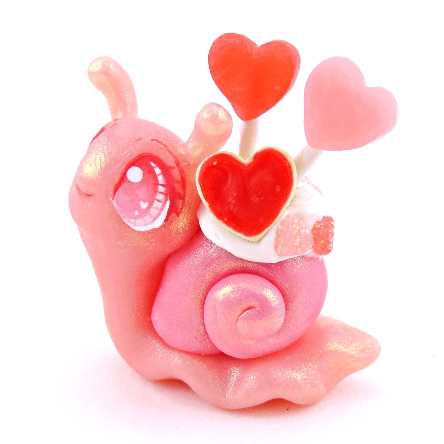 Valentine Cookie Dessert Snail Figurine - Polymer Clay Valentine's Day Animal Collection