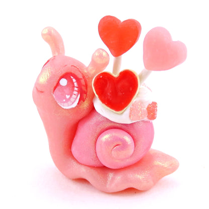 Valentine Cookie Dessert Snail Figurine - Polymer Clay Valentine's Day Animal Collection