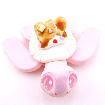 Heart Waffle Turtle Figurine - Polymer Clay Valentine's Day Animal Collection