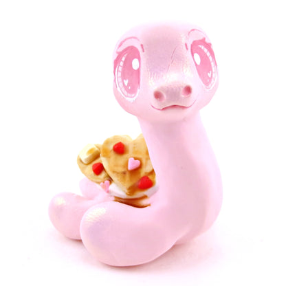 Heart Waffle Nessie Figurine - Polymer Clay Valentine's Day Animal Collection