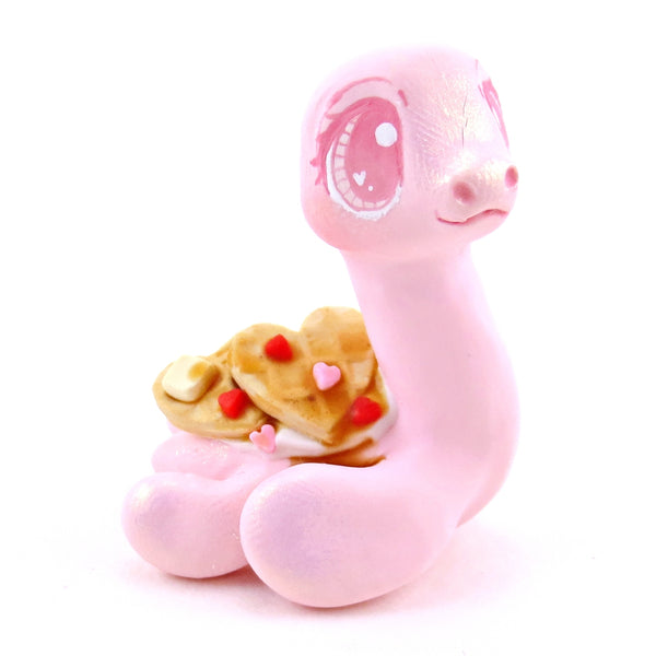 Heart Waffle Nessie Figurine - Polymer Clay Valentine's Day Animal Collection