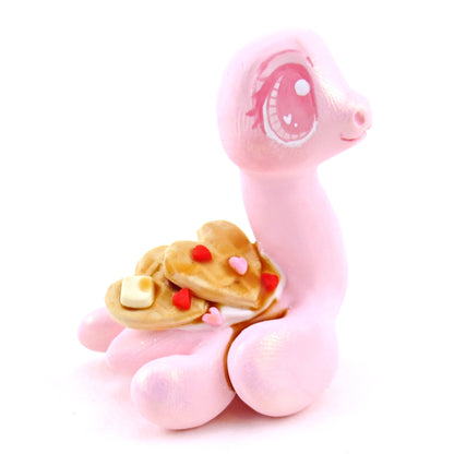 Heart Waffle Nessie Figurine - Polymer Clay Valentine's Day Animal Collection