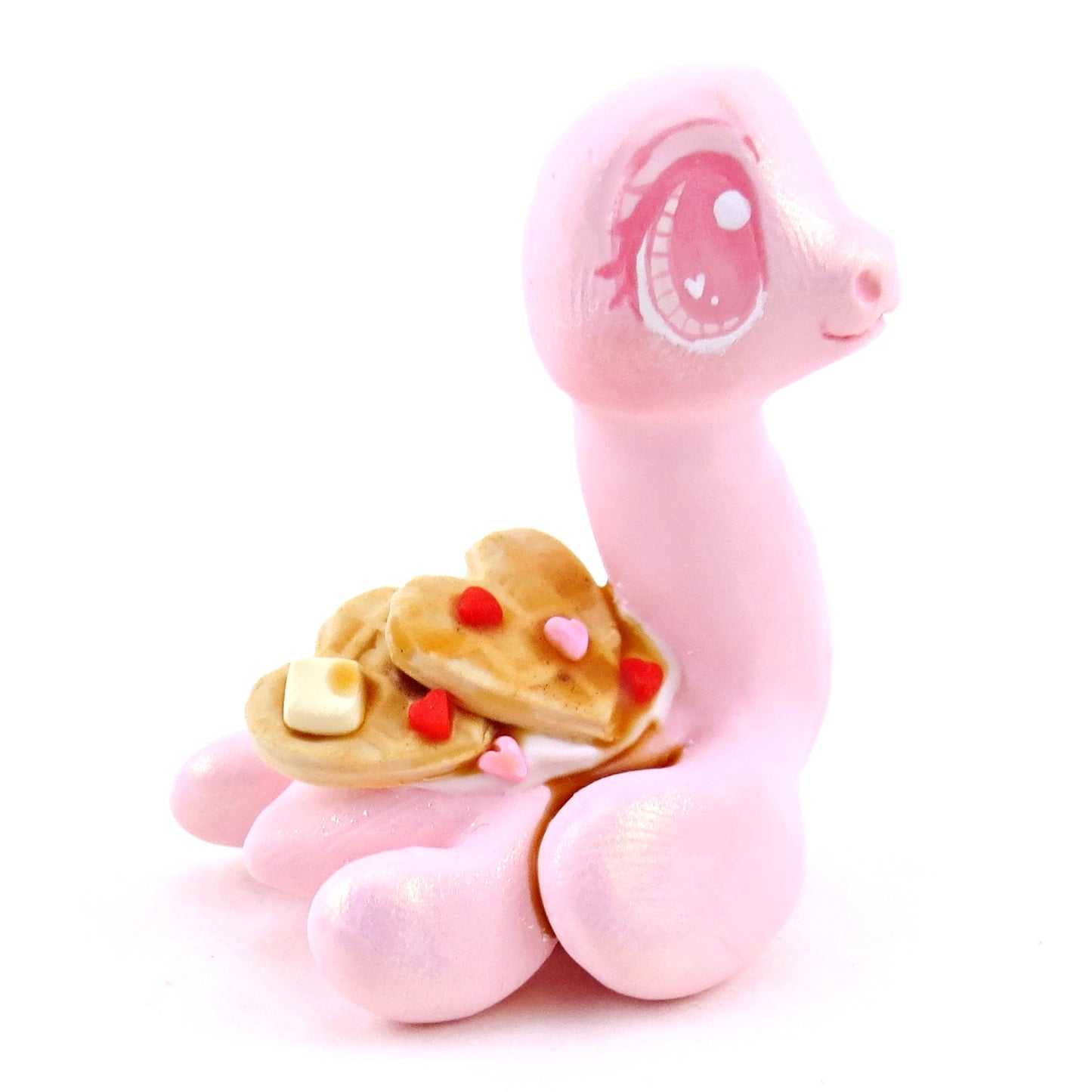 Heart Waffle Nessie Figurine - Polymer Clay Valentine's Day Animal Collection