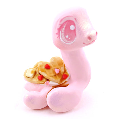 Heart Waffle Nessie Figurine - Polymer Clay Valentine's Day Animal Collection