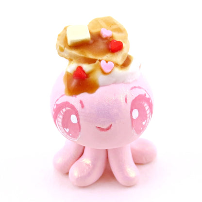 Heart Waffle Jellyfish Figurine - Polymer Clay Valentine's Day Animal Collection