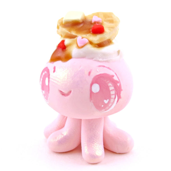 Heart Waffle Jellyfish Figurine - Polymer Clay Valentine's Day Animal Collection