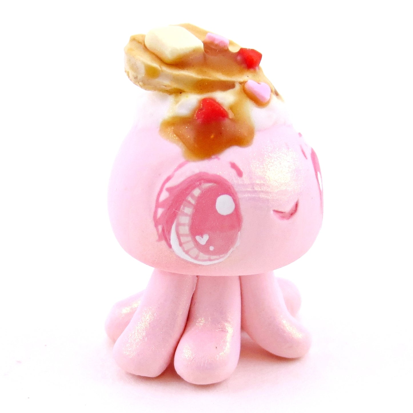 Heart Waffle Jellyfish Figurine - Polymer Clay Valentine's Day Animal Collection