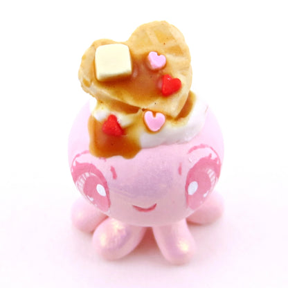 Heart Waffle Jellyfish Figurine - Polymer Clay Valentine's Day Animal Collection