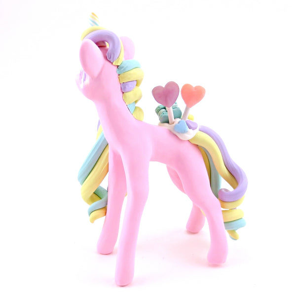 Candy Heart Unicorn Figurine - Polymer Clay Valentine's Day Animal Collection