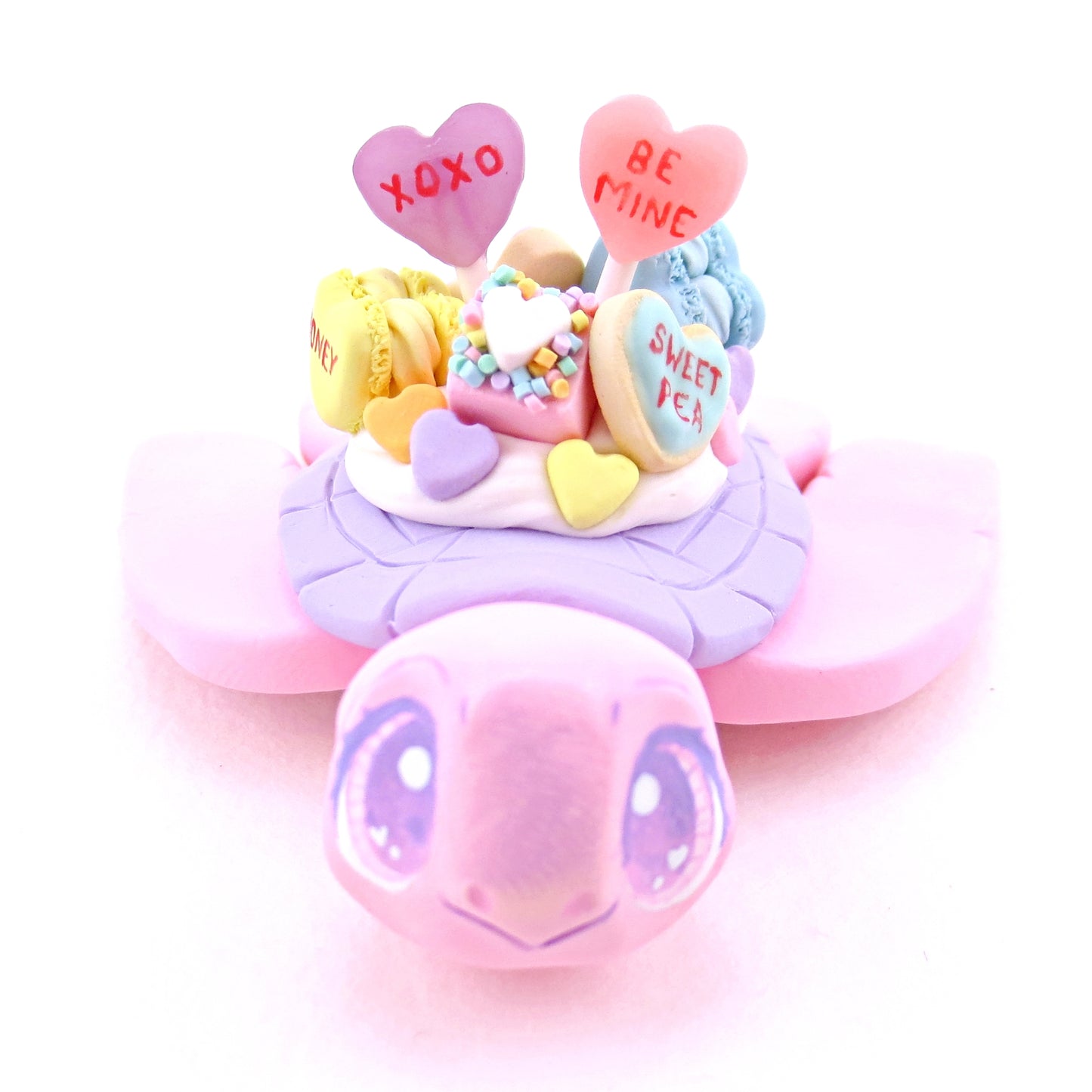 Candy Heart Turtle Figurine - Polymer Clay Valentine's Day Animal Collection