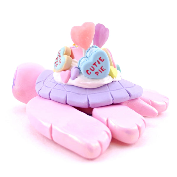 Candy Heart Turtle Figurine - Polymer Clay Valentine's Day Animal Collection
