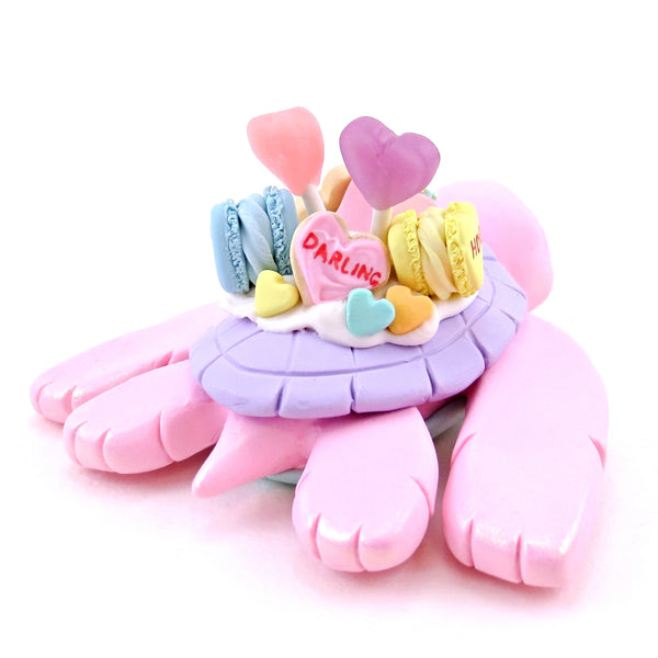 Candy Heart Turtle Figurine - Polymer Clay Valentine's Day Animal Collection