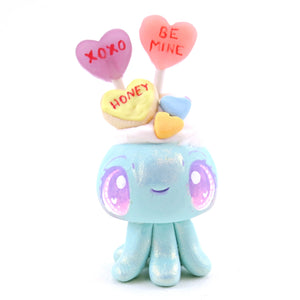 Candy Heart Jellyfish Figurine - Polymer Clay Valentine's Day Animal Collection