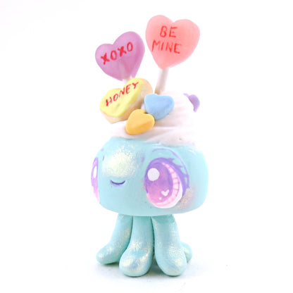 Candy Heart Jellyfish Figurine - Polymer Clay Valentine's Day Animal Collection