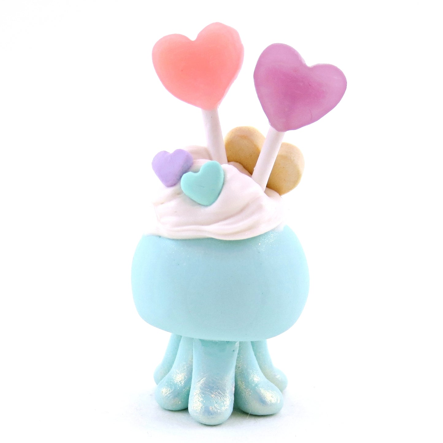 Candy Heart Jellyfish Figurine - Polymer Clay Valentine's Day Animal Collection