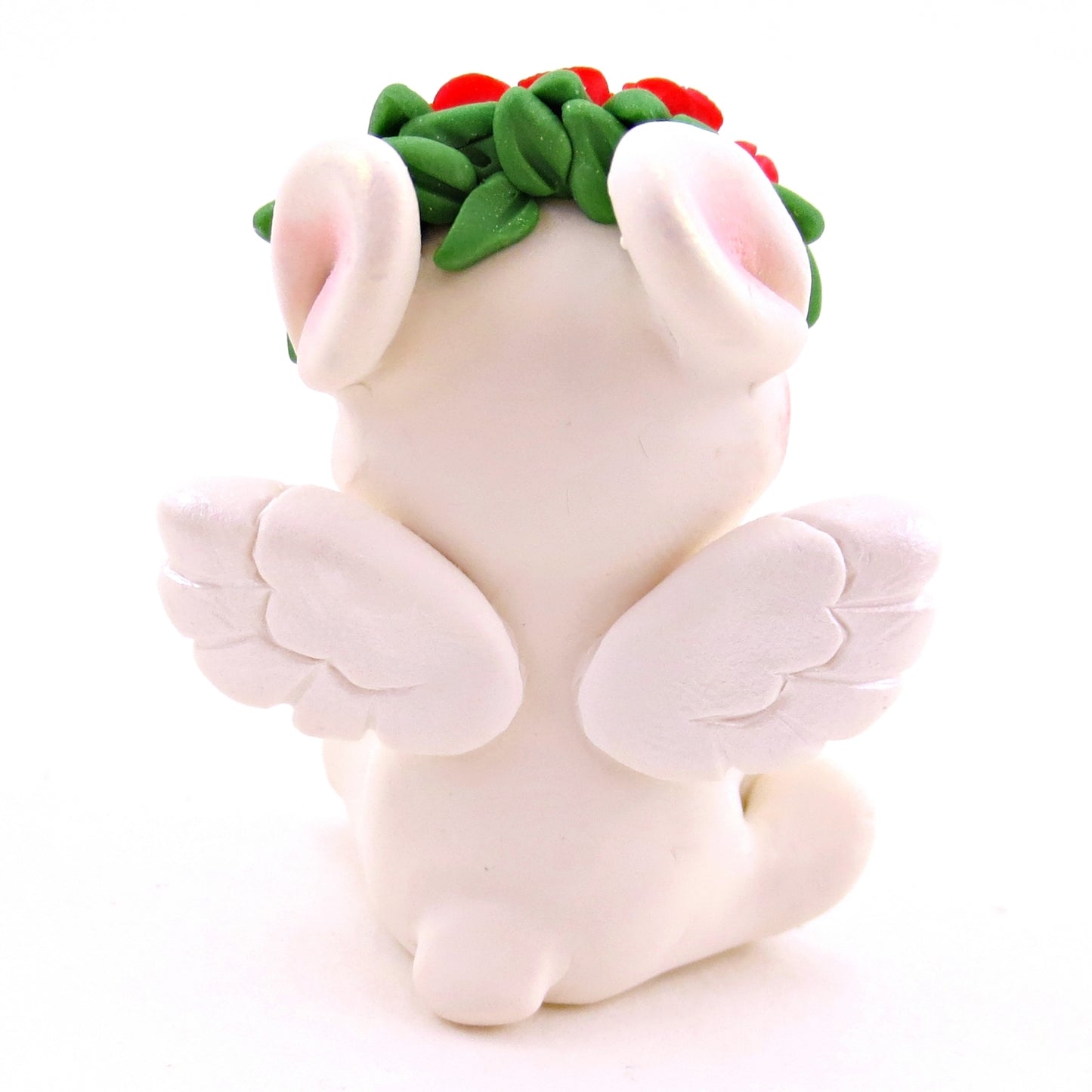 Cupid Bunny with Red Rose Flower Crown Figurine - Polymer Clay Valentine's Day Animal Collection