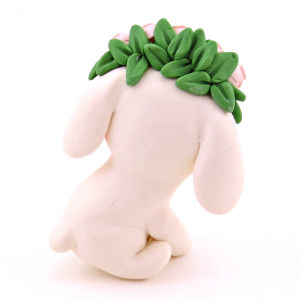 Little Lop with Pink Rose Flower Crown Figurine - Polymer Clay Valentine's Day Animal Collection