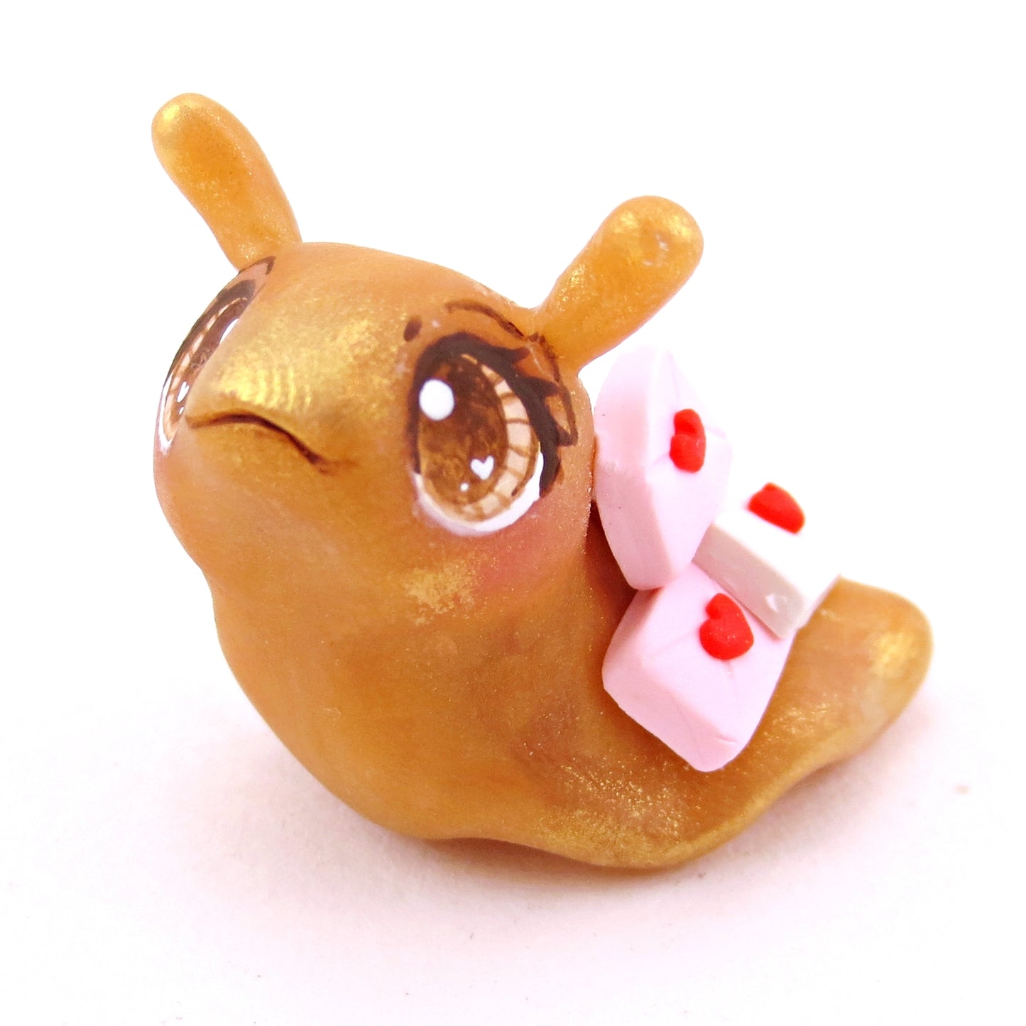 "Snail Mail" Slug Letter Carrier Figurine - Polymer Clay Valentine's Day Animal Collection