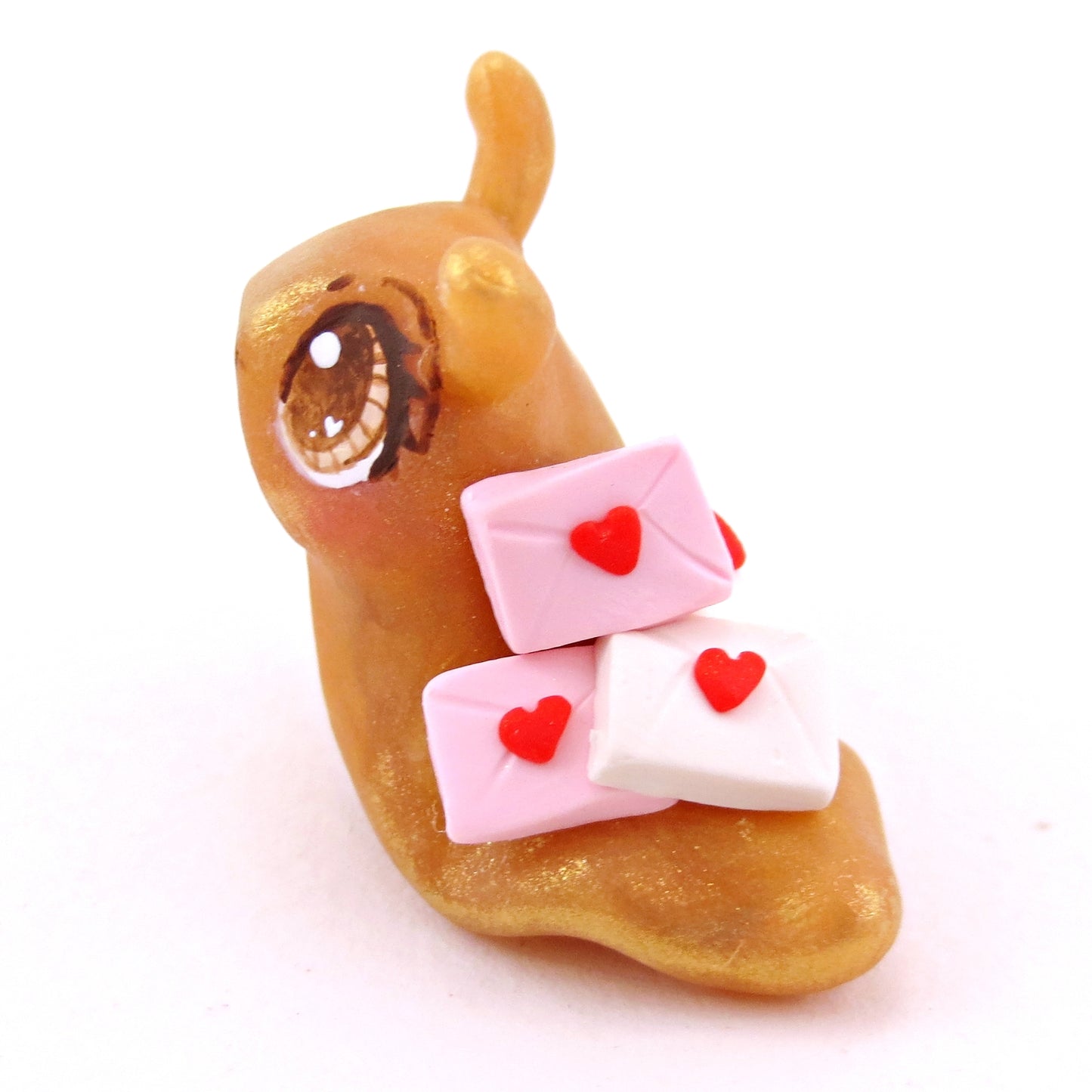 "Snail Mail" Slug Letter Carrier Figurine - Polymer Clay Valentine's Day Animal Collection