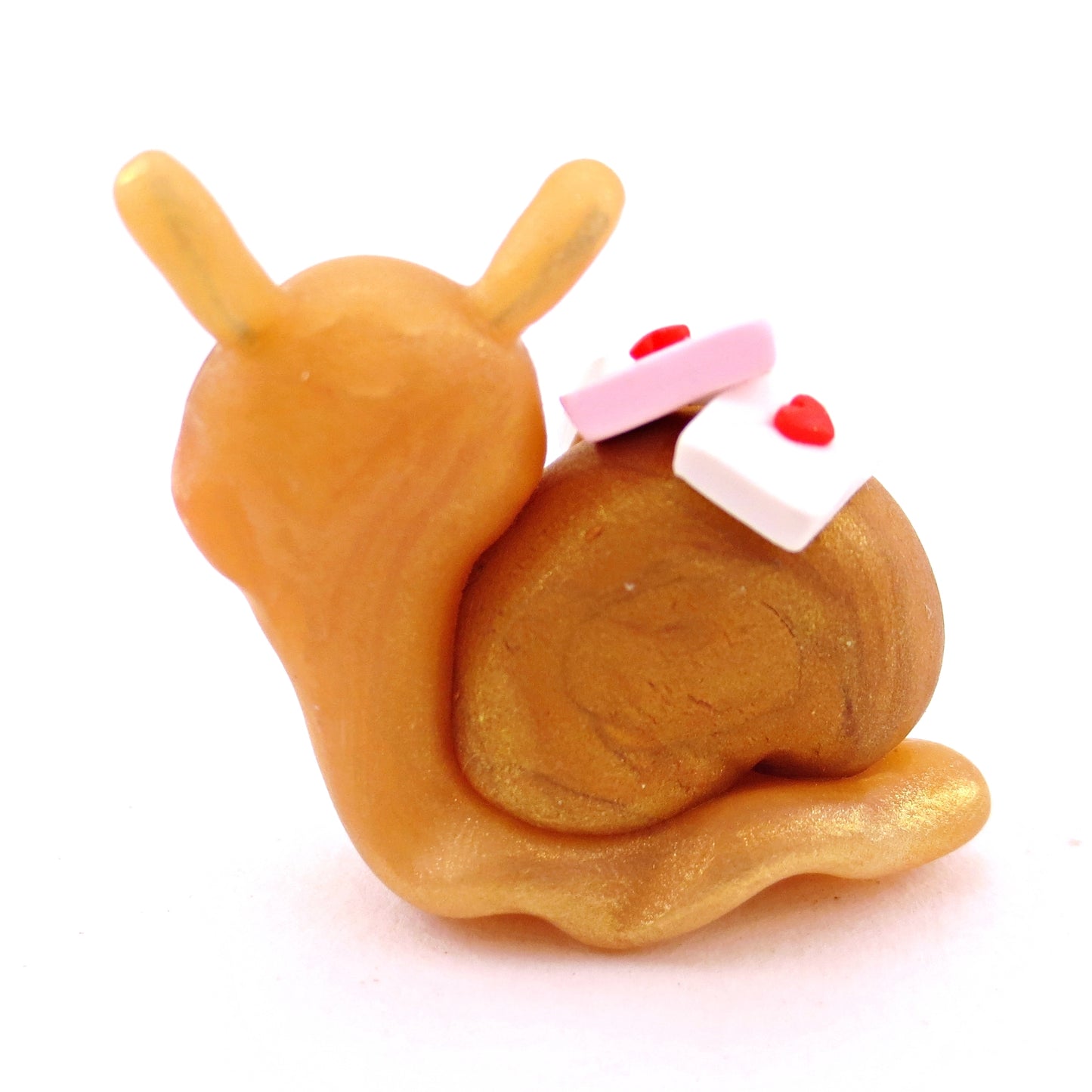 "Snail Mail" Letter Carrier Snail with Blue Eyes Figurine - Polymer Clay Valentine's Day Animal Collection