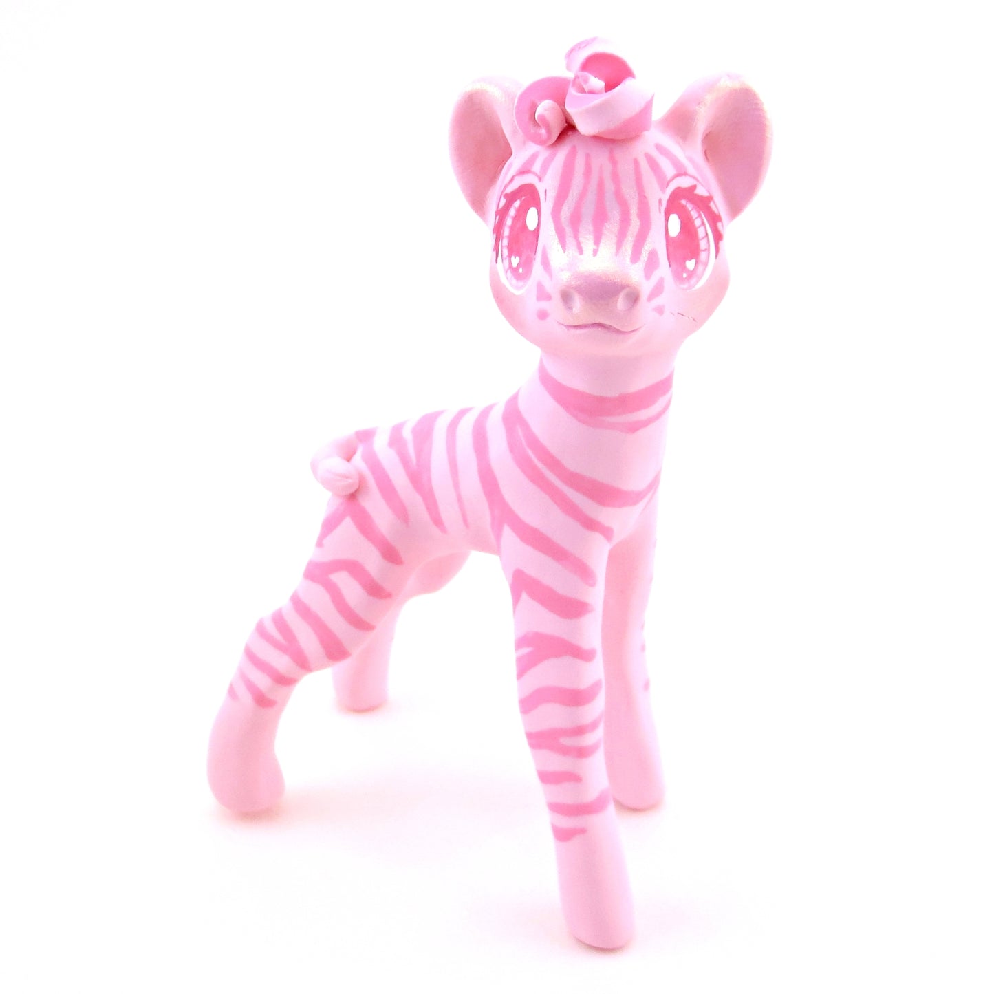 "Pinkies" Zebra Figurine - Polymer Clay Valentine's Day Animal Collection