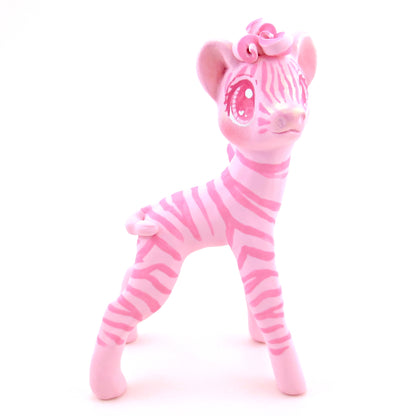 "Pinkies" Zebra Figurine - Polymer Clay Valentine's Day Animal Collection