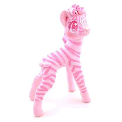 "Pinkies" Zebra Figurine - Polymer Clay Valentine's Day Animal Collection