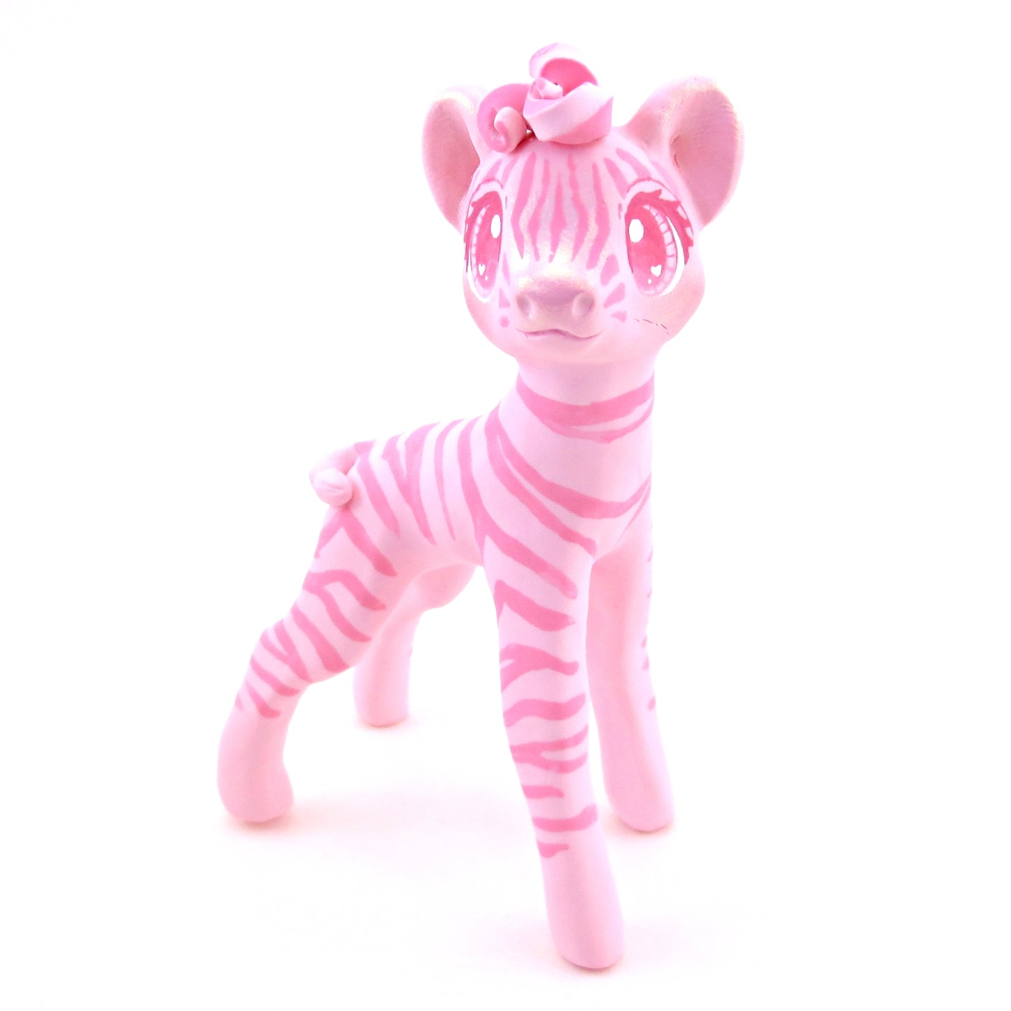 "Pinkies" Zebra Figurine - Polymer Clay Valentine's Day Animal Collection