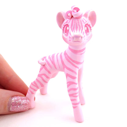 "Pinkies" Zebra Figurine - Polymer Clay Valentine's Day Animal Collection