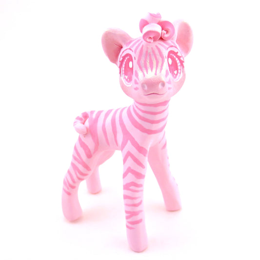 "Pinkies" Zebra Figurine - Polymer Clay Valentine's Day Animal Collection