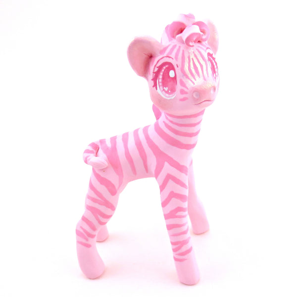 "Pinkies" Zebra Figurine - Polymer Clay Valentine's Day Animal Collection