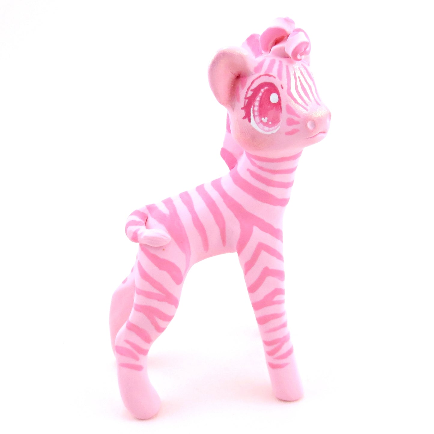 "Pinkies" Zebra Figurine - Polymer Clay Valentine's Day Animal Collection