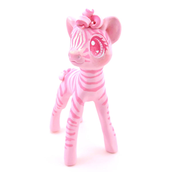 "Pinkies" Zebra Figurine - Polymer Clay Valentine's Day Animal Collection