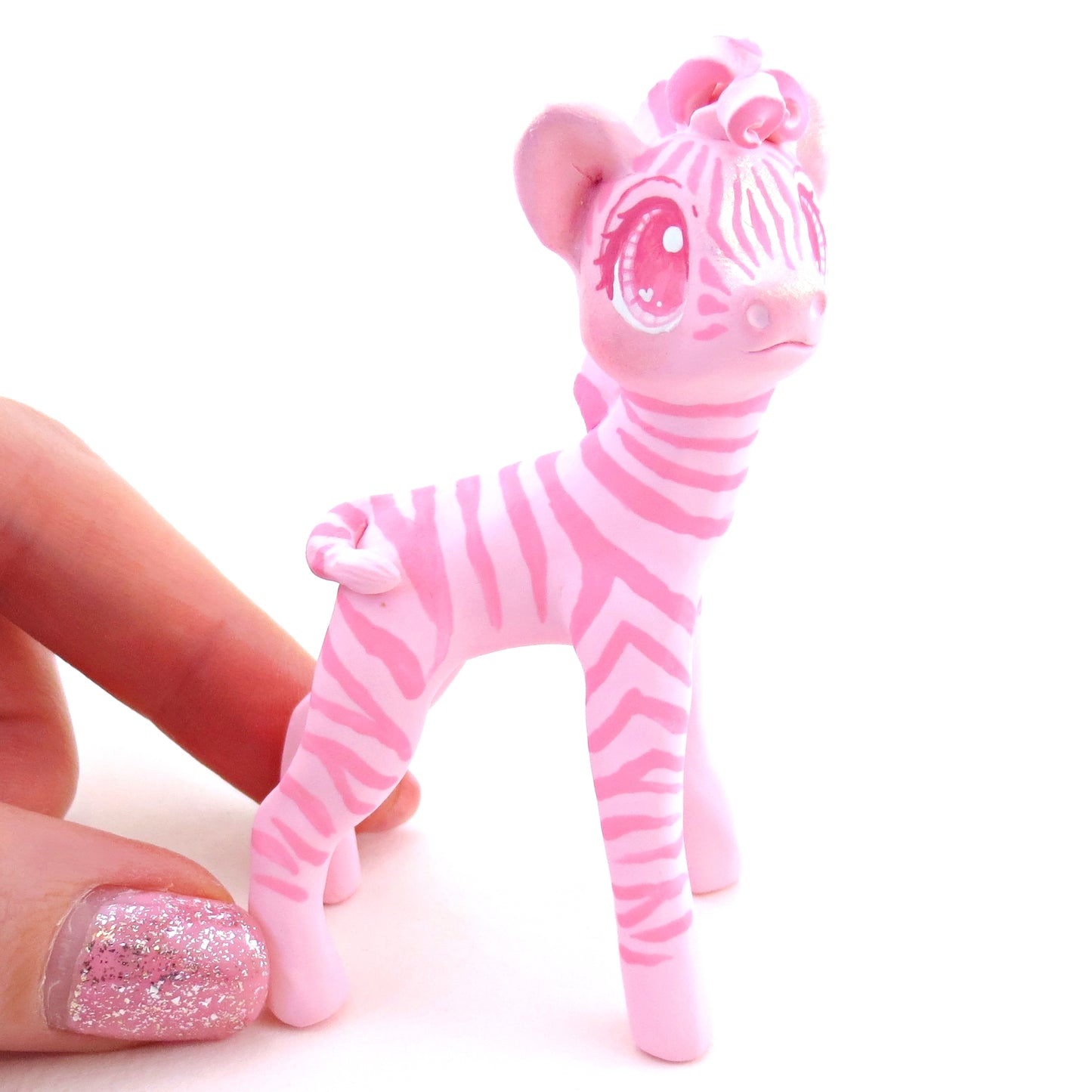 "Pinkies" Zebra Figurine - Polymer Clay Valentine's Day Animal Collection