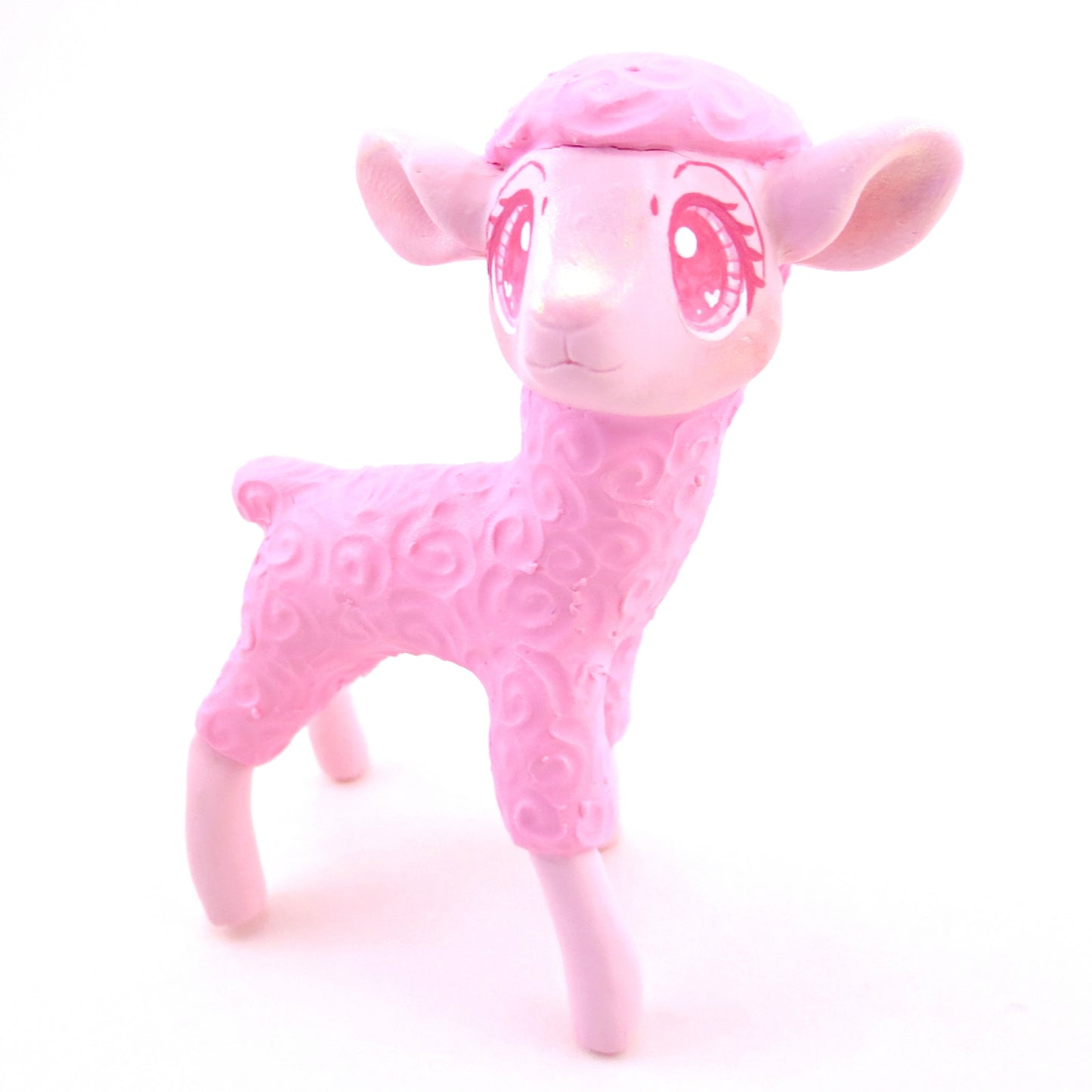 "Pinkies" Lamb Figurine - Polymer Clay Valentine's Day Animal Collection