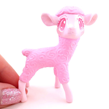 "Pinkies" Lamb Figurine - Polymer Clay Valentine's Day Animal Collection