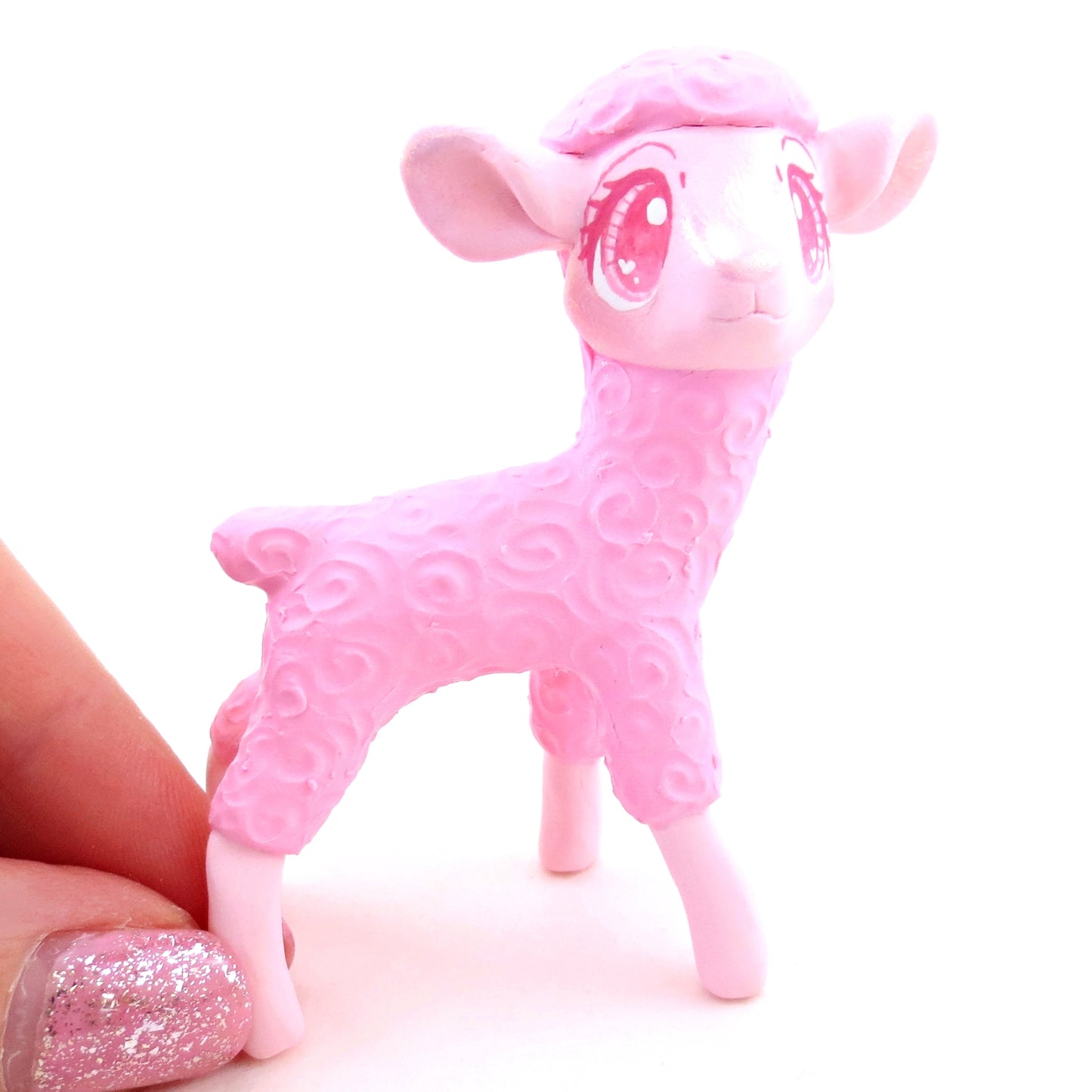 "Pinkies" Lamb Figurine - Polymer Clay Valentine's Day Animal Collection