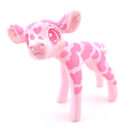 "Pinkies" Cow Figurine - Polymer Clay Valentine's Day Animal Collection