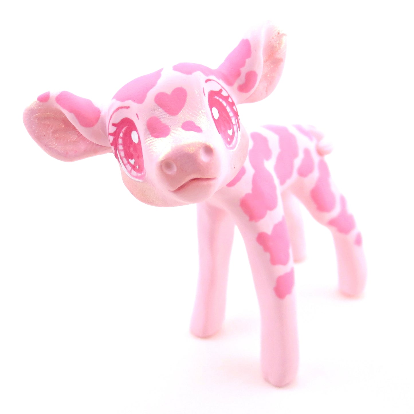 "Pinkies" Cow Figurine - Polymer Clay Valentine's Day Animal Collection