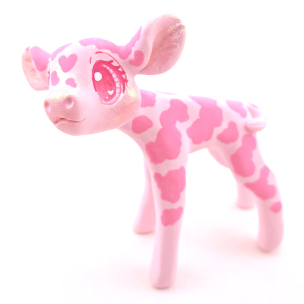 "Pinkies" Cow Figurine - Polymer Clay Valentine's Day Animal Collection